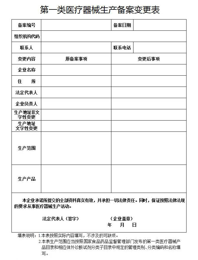 医疗器械生产备案凭证变更代办服务(图2)