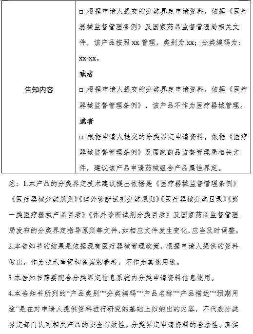 国家药品监督管理局医疗器械标准管理中心医疗器械产品分类界定申请告知书（格式）（2024年第59号）(图2)