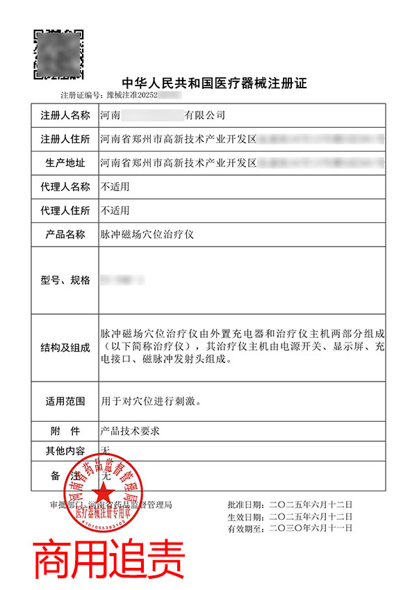 脉冲磁场穴位治疗仪同品种比对产品注册案例(图2)